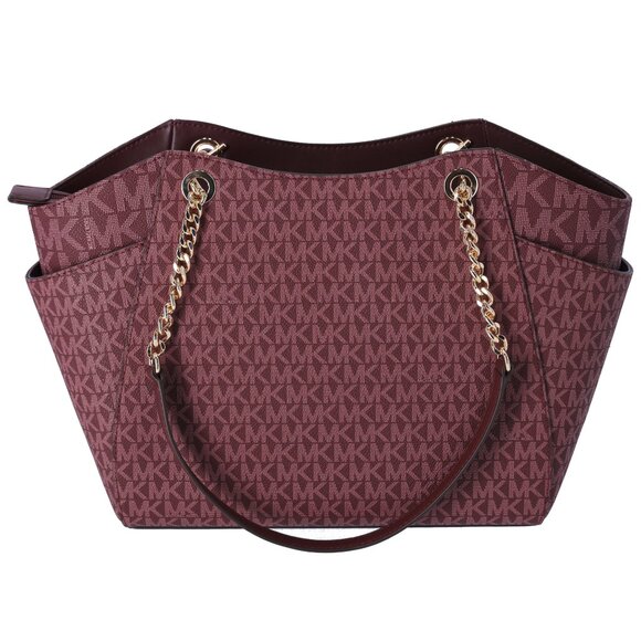 Michael Kors Jet Set Travel Large Chain Shoulder Tote Oxblood Multi MK - Picture 4 of 5